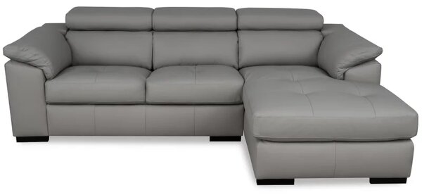 Kožená rohová sedací souprava LOREN II, pravá, šedá (madras - 128 grey)
