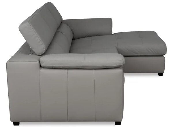 Kožená rohová sedací souprava LOREN II, pravá, šedá (madras - 128 grey)