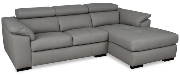 Kožená rohová sedací souprava LOREN II, pravá, šedá (madras - 128 grey)