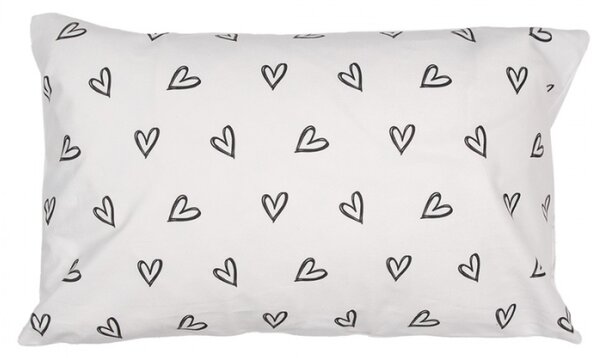 Černo-bílý obdélníkový povlak na polštář s motivem zajíčků Bunnies in Love – 30x50 cm