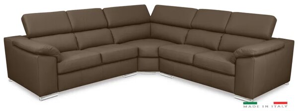 Kožená rohová sedací souprava LOREN II XL, hnědá (madras - 111 bark)