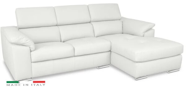 Kožená rohová sedací souprava LOREN II, pravá, bílá (madras - 122 white)