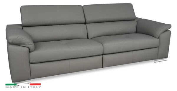 Moderní kožená pohovka LOREN II (4P), šedá (madras - 128 grey)