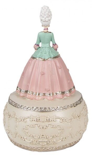 Hrací růžovo-krémová skříňka ve tvaru Marie Antoinetty – 12x19 cm