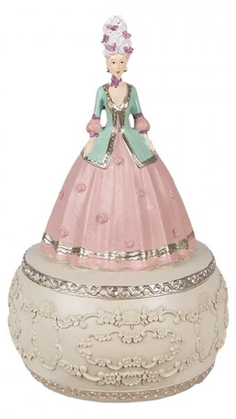 Hrací růžovo-krémová skříňka ve tvaru Marie Antoinetty – 12x19 cm