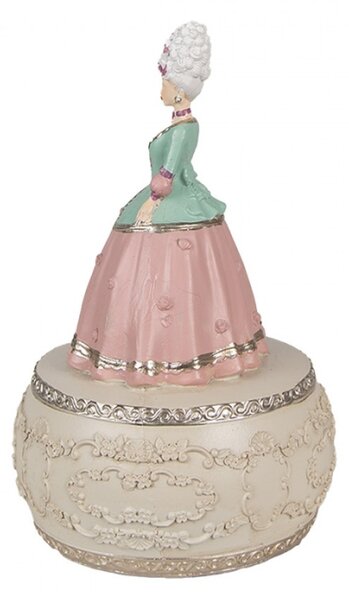 Hrací růžovo-krémová skříňka ve tvaru Marie Antoinetty – 12x19 cm