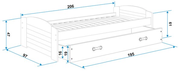 Dětská postel LILI s úložným prostorem 90x200 cm - bílá Růžová