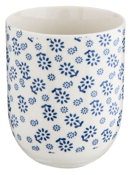 Porcelánový kalíšek na čaj s drobnými modrými květinami – 100 ml