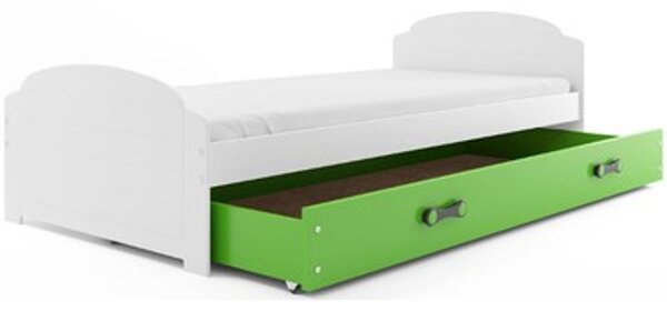 Dětská postel LILI s úložným prostorem 90x200 cm - bílá Zelená