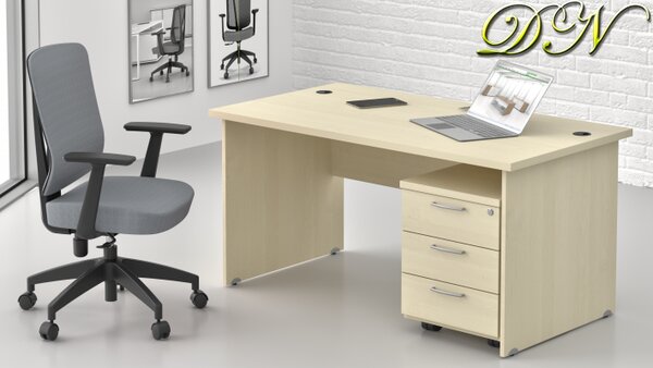 NABYTEK-DESIGNOVY.CZ - Pracovní místo KOMFORT – stůl 140 cm + kontejner, javor – ZE 1.2 12