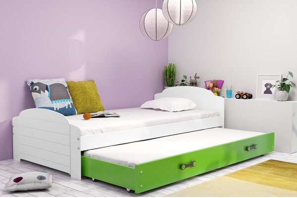 Dětská postel LILI s výsuvným lůžkem 90x200 cm - bílá Šedá