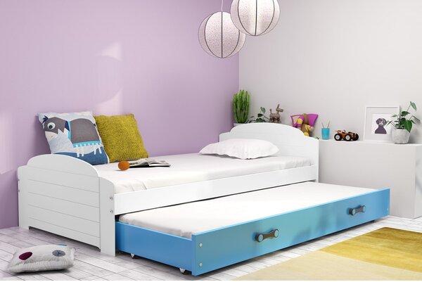 Dětská postel LILI s výsuvným lůžkem 90x200 cm - bílá Šedá