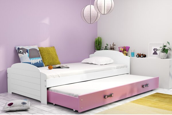Dětská postel LILI s výsuvným lůžkem 90x200 cm - bílá Šedá