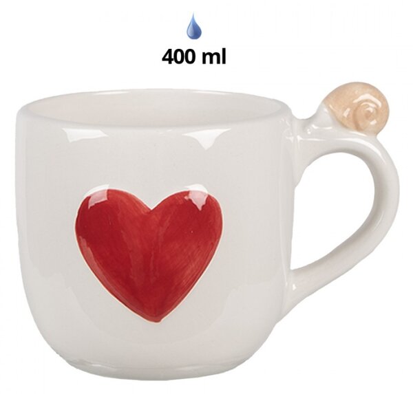 Bílo-červený keramický hrnek s pokličkou s motivem muchomůrky – 400 ml