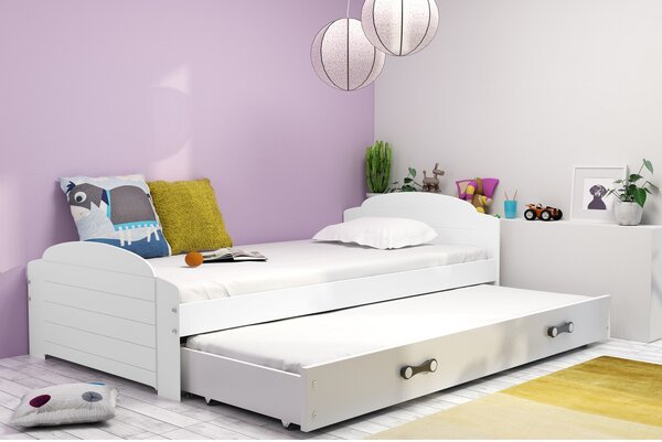 Dětská postel LILI s výsuvným lůžkem 90x200 cm - bílá Šedá