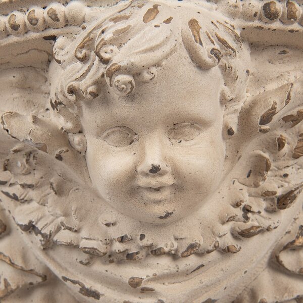 Béžový antik nástěnný podstavec s andílkem Baroque - 33*14*21 cm - Clayre & Eef