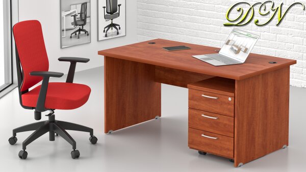 NABYTEK-DESIGNOVY.CZ - Pracovní místo KOMFORT – stůl 140 cm + kontejner, calvados – ZE 1.2 03