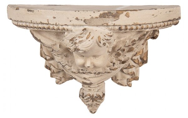 Béžový antik nástěnný podstavec s andílkem Baroque - 33*14*21 cm - Clayre & Eef