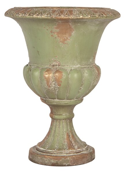 Zelený dekorační květináč v barokním stylu Baroque – Ø 26*34 cm - Clayre & Eef