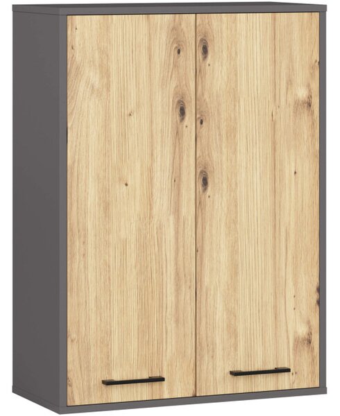 Koupelnová skříňka FIN H934 W64 2D grafitová / dub artisan
