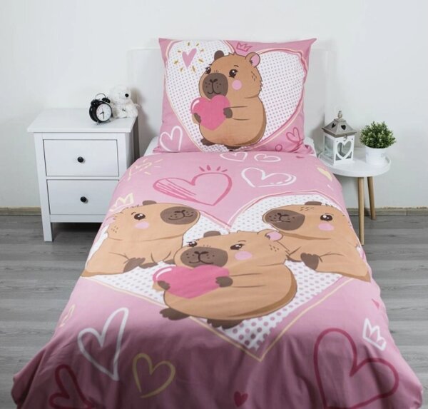 Jerry Fabrics Povlečení fototisk Kapybara Heart 140x200, 70x90 cm