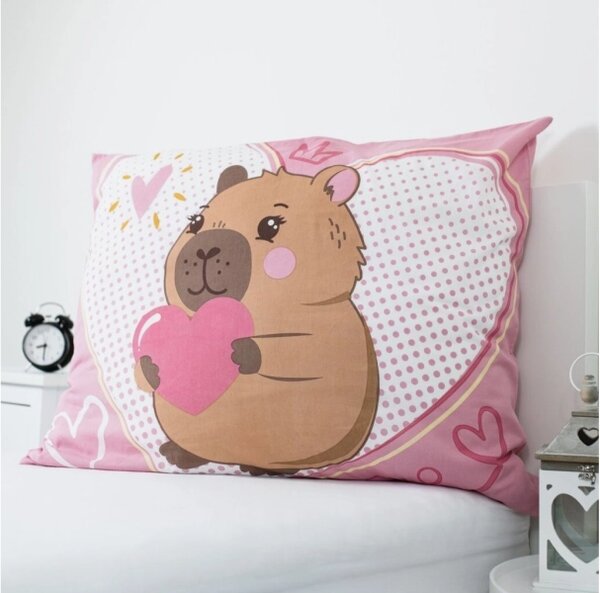 Jerry Fabrics Povlečení fototisk Kapybara Heart 140x200, 70x90 cm