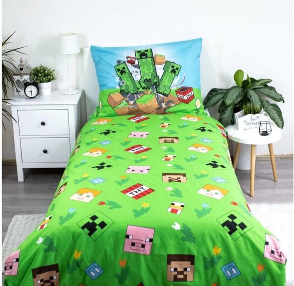 Jerry Fabrics Povlečení bavlna Minecraft Outdoor Mobs 140x200, 70x90 cm