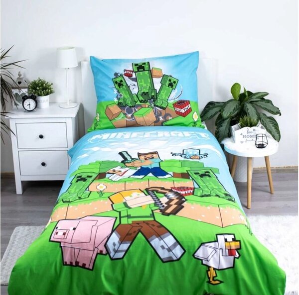 Jerry Fabrics Povlečení bavlna Minecraft Outdoor Mobs 140x200, 70x90 cm
