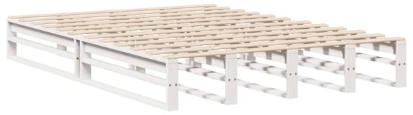 Postel s knihovnou bez matrace bílá 160 x 200 cm masivní dřevo 3323927