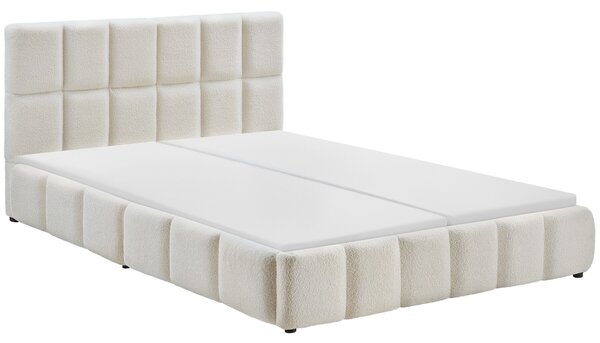 Tectake Čalouněná postel s matrací, 2 stupně tvrdosti, nosnost 250 kg - Teddy Cream