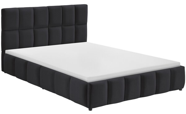 Tectake Čalouněná postel s matrací, 2 stupně tvrdosti, nosnost 250 kg - Sametový vzhled černá