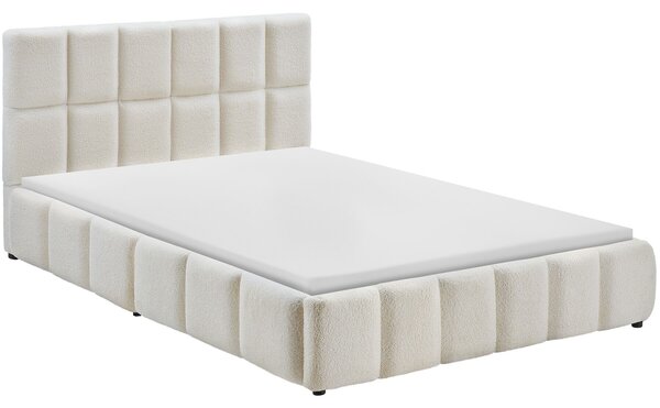 Tectake Čalouněná postel s matrací, 2 stupně tvrdosti, nosnost 250 kg - Teddy Cream