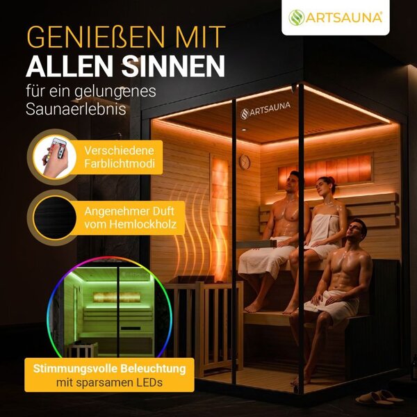 Domácí sauna pro 3 osoby 150 x 140 x 200 cm, černá