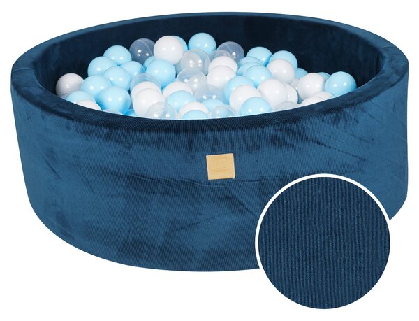MeowBaby Suchý bazének s míčky 90x30cm s 200 míčky, mořská modrá: bílá, modrá, transparentní