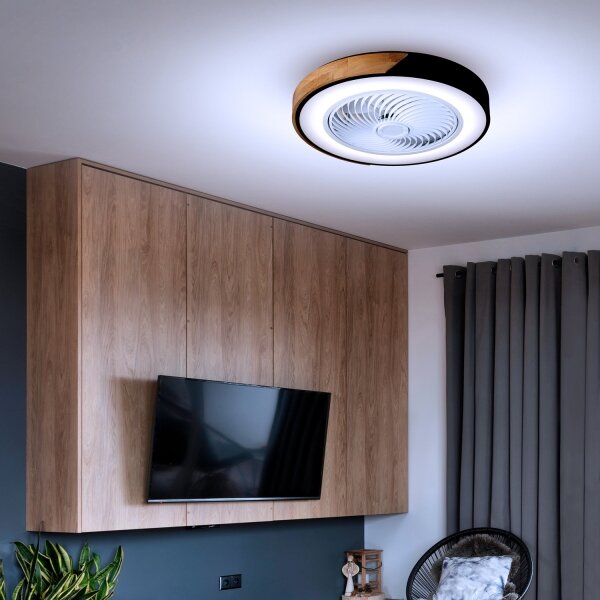 Brilagi-LED Stmív. svítidlo s ventilátorem LED/30W/230V 3000-6500K černá/dub +DO