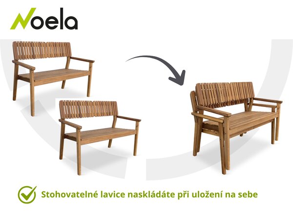 Noela Zahradní dřevěná lavička LUCY pro 2 osoby
