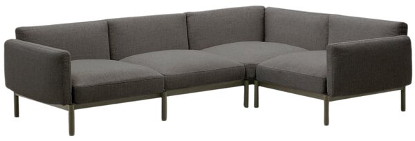 Kave Home Zahradní rohová pohovka Sorells 292 cm se zelenou podnoží, levá/pravá