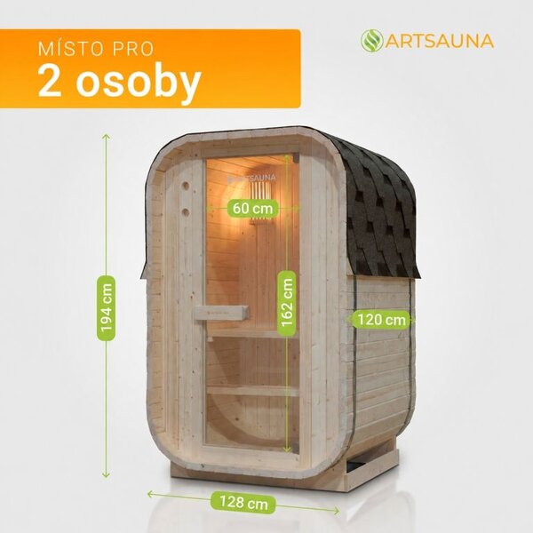 Zahradní sauna Cube pro 1–2 osoby s kamny 3,6 kW