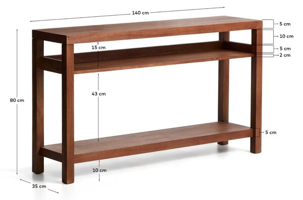 Kave Home Hnědý dřevěný toaletní stolek Norani 140 x 35 cm