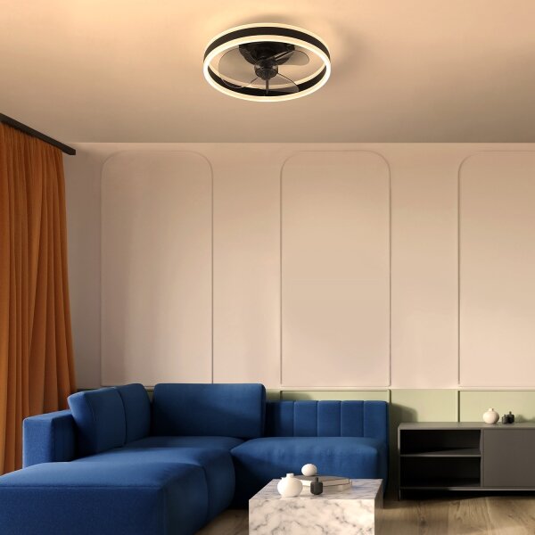 Brilagi-LED Stmívatelné svítidlo s ventilátorem LED/30W/230V 3000-6500K černá+DO