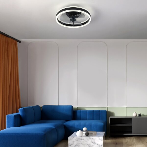Brilagi-LED Stmívatelné svítidlo s ventilátorem LED/30W/230V 3000-6500K černá+DO