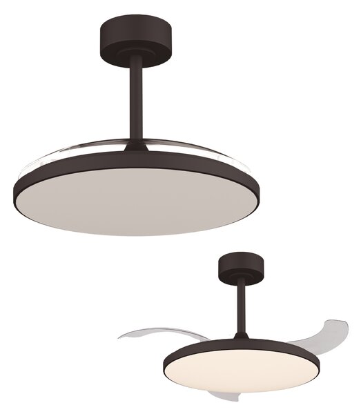 Mantra 9056 Slim Mini, rozvinovací ventilátor se svítidlem a dálk. ovladačem, LED 45W 2700-5000K, černá, průměr 41/90cm