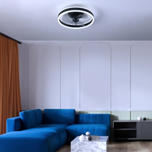Brilagi-LED Stmívatelné svítidlo s ventilátorem LED/30W/230V 3000-6500K černá+DO