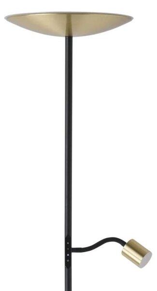 Eglo 901979 CONIVARINO - Čtecí dotykem stmívatelná LED lampa v černé a mosazné barvě, LED 26,5W + 4W, 170cm (Stmívatelná LED stojací lampa ovládaná dotykem na panel se čtecím ramenem)