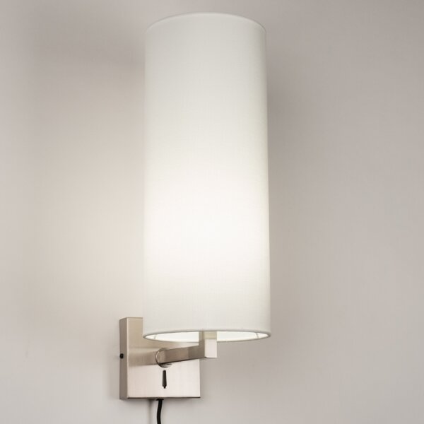 Nástěnné svítidlo do ložnice s vypínačem Bassel 53 White and Silver (LMD)