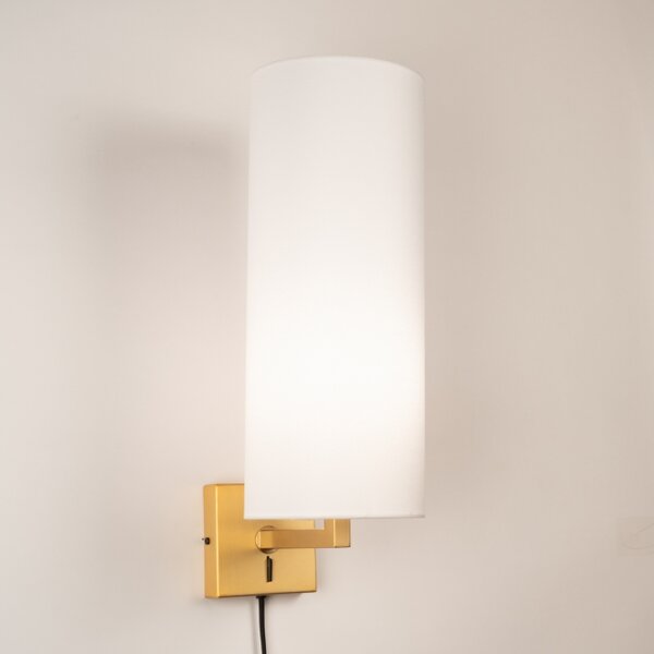 Nástěnné svítidlo do ložnice s vypínačem Bassel 53 White and Gold (LMD)