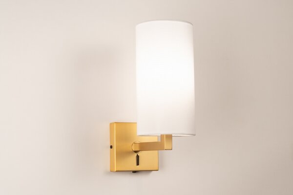 Nástěnné svítidlo do ložnice s vypínačem Bassel 34 White and Gold (LMD)