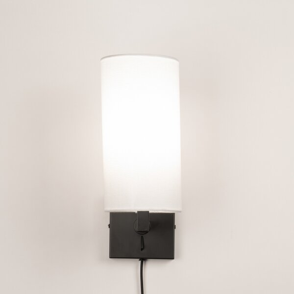 Nástěnné svítidlo do ložnice s vypínačem Bassel 34 White and Black (LMD)