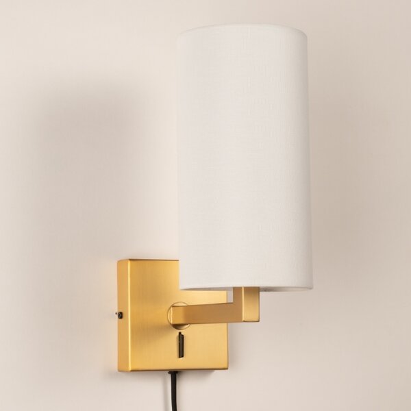 Nástěnné svítidlo do ložnice s vypínačem Bassel 34 White and Gold (LMD)