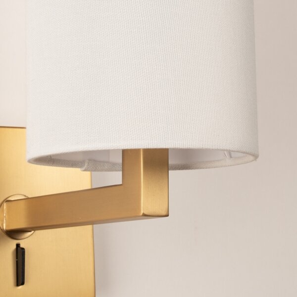 Nástěnné svítidlo do ložnice s vypínačem Bassel 34 White and Gold (LMD)